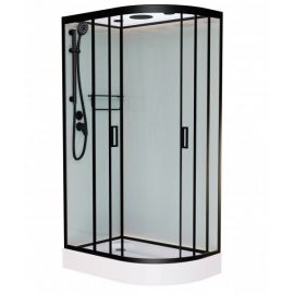 Душевая кабина Frank F418L М Black левосторонняя низкий поддон_