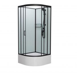 Душевая кабина Frank F400/2 М Black высокий поддон б/к_
