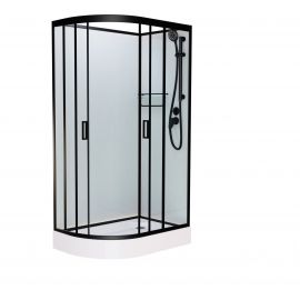 Душевая кабина Frank F412R Black правосторонняя б/к низкий поддон_