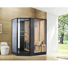 Душевая кабина Orans Diamond SR-89103LS-black с финской сауной и баней правая черная_