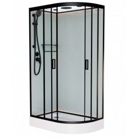 Душевая кабина Frank F418L Black левосторонняя низкий поддон_