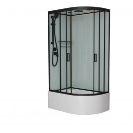 Душевая кабина Frank F412/2L Black левосторонняя высокий поддон_