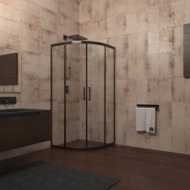 Душевой уголок Veconi Rovigo 80x80x195 стекло прозрачное профиль черный RV04-80PL-01-19C1_