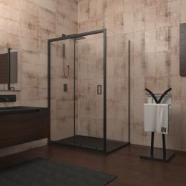 Душевой уголок Veconi Rovigo 130х70х195 стекло прозрачное профиль черный RV046B-13070PR-01-19C1_