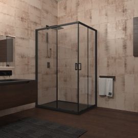 Душевой уголок Veconi Rovigo 120x80x195 стекло прозрачное профиль черный  RV14-12080PR-01-19C1_