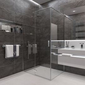 Душевой уголок Veconi Rovigo 100х100х195 стекло прозрачное профиль хром RV073-100100-01-C4_