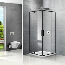 Душевой уголок Vincea Slim VPR-2SL9090CLB, 900*900, матовый черный, стекло прозрачное_