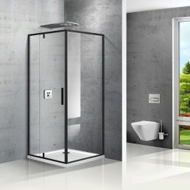 Душевой уголок Vincea Slim VPR-2SL9012CLB-L, 1200*900, матовый черный, стекло прозрачное, левый_