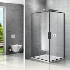 Душевой уголок Vincea Slim VSS-2SL8010CLB-L, 1000*800, матовый черный, стекло прозрачное, левый_
