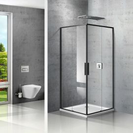 Душевой уголок Vincea Slim VSS-2SL900CLB, 900*900, матовый черный, стекло прозрачное_