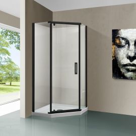 Душевой уголок Vincea Stresa VSP-1S900CLB, 900*900, черный, стекло прозрачное, Размер: 90х90, Профиль: Черный, Стекло: Прозрачное_