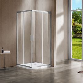 Душевой уголок Vincea Garda VSS-1G100CL, 1000*1000, хром, стекло прозрачное, Размер: 100х100, Профиль: Хром, Стекло: Прозрачное_