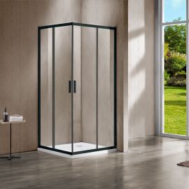 Душевой уголок Vincea Garda VSS-1G100CLB, 1000*1000, черный, стекло прозрачное, Размер: 100х100, Профиль: Черный, Стекло: Прозрачное_
