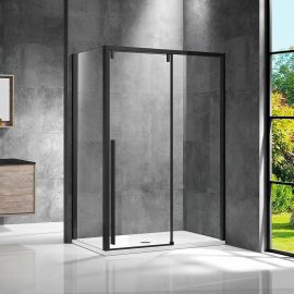 Душевой уголок Vincea Lugano VSR-1L8012CLB-1, 1200*800,черный, стекло прозрачное, Размер: 120х80, Профиль: Черный, Стекло: Прозрачное_