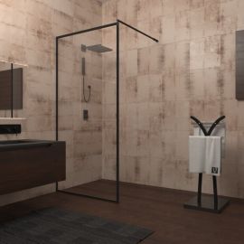 Душевая перегородка Veconi Korato 120x185 стекло прозрачное профиль черный KR71-120-01-19C1_