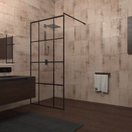 Душевая перегородка Veconi Korato 100x195 стекло прозрачное профиль черное KR80-100-01-19C1_