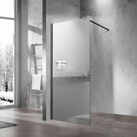 Душевая перегородка Vincea Walk-In VSW-1H900MRB, 90х200, профиль черный матовый, стекло зеркальное_