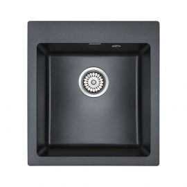 Мойка кварцевая Paulmark KANTE 45 PM104651-BLM, черный металлик, 460х510 мм_
