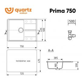 Кухонная мойка Ulgran Quartz Prima 750-09_