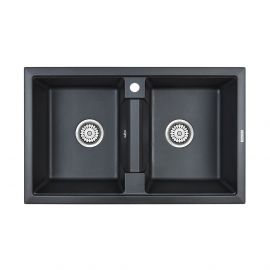 Мойка кварцевая Paulmark TANDEM 80/2 PM238150-BLM, черный металлик, 810х500_