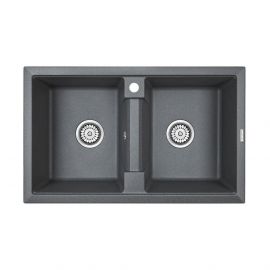 Мойка кварцевая Paulmark TANDEM 80/2 PM238150-DG, графит, 810х500_