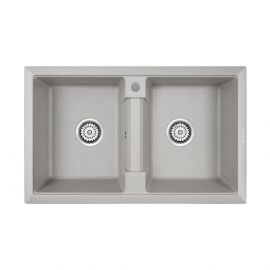 Мойка кварцевая Paulmark TANDEM 80/2 PM238150-GR, серый, 810х500_