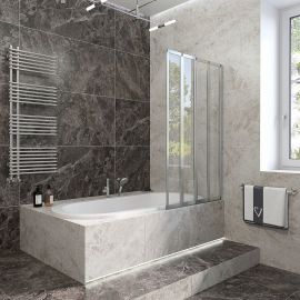 Шторка для ванной Veconi Palau 150 стекло прозрачное профиль хром PL74R-120-01-19C4_
