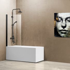 Душевая шторка на ванну Vincea VSB-11800CLB, 80х140, профиль черный, стекло прозрачное_
