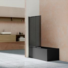 Душевая шторка на ванну Vincea VSB-1E100CGB, 100х145, профиль черный матовый, стекло тонированное_