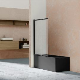 Душевая шторка на ванну Vincea VSB-1E100CLB, 100х145, профиль черный матовый, стекло прозрачное_