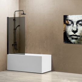 Душевая шторка на ванну Vincea VSB-11800CLB, 80х140, профиль черный, стекло тонированное_