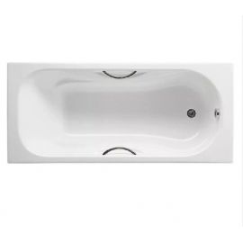 Чугунная ванна Roca Malibu 23107000R 160x75 см с ручками 526803010 хром и ножками 150412330_