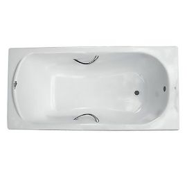 Чугунная ванна Roca Haiti 23307000R 160x80 см с ручками 526804210 хром и ножками 150412330_