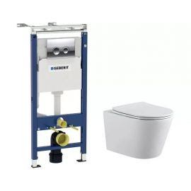 Комплект: инсталляция Geberit с подвесным безободковым унитазом Aquatek 458.123.21.1+AQ1905-00_