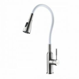 Смеситель для кухни Lemark с гибким изливом LM5082S-White_