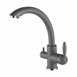 Смеситель для кухни Paulmark ESSEN, серый металлик, две воды, Es213001-402_