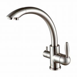 Смеситель для кухни Paulmark ESSEN, никель, две воды, Es213001-NI_