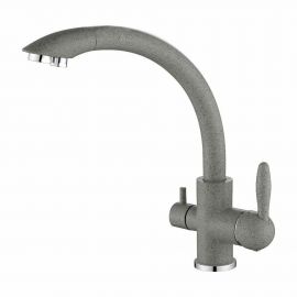 Смеситель для кухни Paulmark Essen, серый, две воды, Es213001-310_