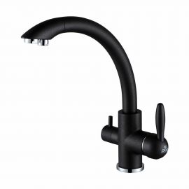 Смеситель для кухни Paulmark Essen, черный металлик, две воды, Es213001-418_