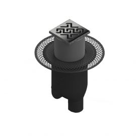 Трап водосток BERGES PLATZ Antik 100х100, хром глянец, вертикальный выпуск S-сифон D50/105мм H30/80мм_