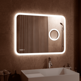Зеркало Континент "Bliss LED"  1200х800 c часами_