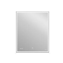 Зеркало Cersanit LED 011 design 100x80 с подсветкой часы металл. рамка прямоугольное_