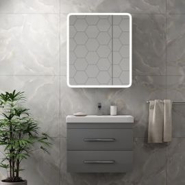 Зеркало-шкаф Континент "Emotion LED" 700х800 с подсветкой, 2 створки_