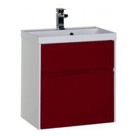 Тумба с раковиной Aquanet Латина 60 бордо (2 ящика) арт. 00212939_