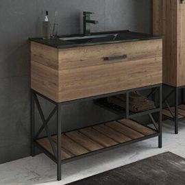 Тумба с раковиной Comforty Бредфорд 90 дуб темный_