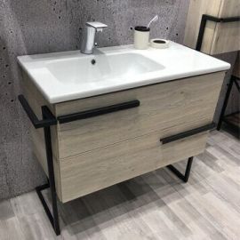 Тумба с раковиной Comforty Дюссельдорф 90 дуб дымчатый_