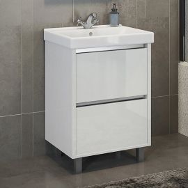 Тумба с раковиной Comforty Дублин 60 белый глянец_