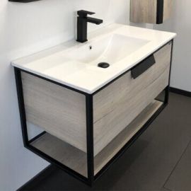 Тумба с раковиной Comforty Бонн 90 дуб дымчатый_