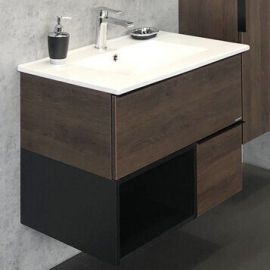 Тумба с раковиной Comforty Франкфурт 75 дуб шоколадно-коричневый_
