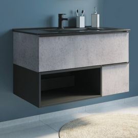 Тумба с раковиной Comforty Франкфурт 90 бетон светлый_